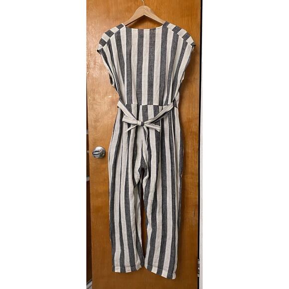 Rujuta Sheth Venus Jumper Organic Sustainable Linen Gray Stripes Romper Size XS - Picture 5 of 7
